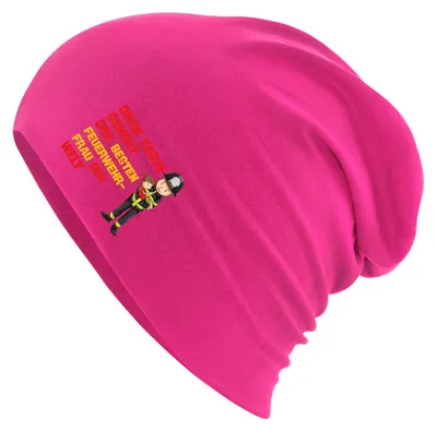 Produktbild von Huuraa Beanie Tasse gehört der besten Feuerwehrfrau der Welt Fuchsia One Size Baumwolle und Elasthan Mütze Geschenkidee