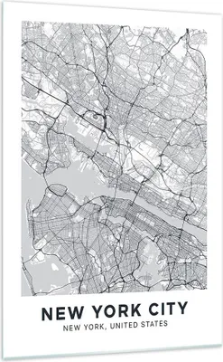 Produktbild von Bilder auf glas - Einteilig - Neu York Karte - 70x100cm - Glasbilder - Wandbilder - Bilder - zum Aufhängen bereit - Wanddekoration aus Glas - Glas Bilder - Wandbild auf Glas - GPA70x100-5039