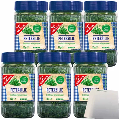 Produktbild von Gut & Günstig Petersilie gefriergetrocknet 6er Pack (6x15g Glas) + usy Block