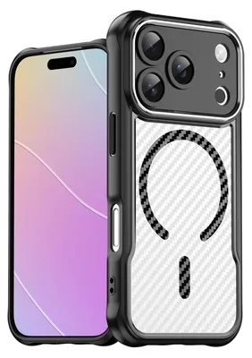 Productafbeelding van Hoesje voor Apple iPhone 17 Pro, design Carbon, MagSafe, transparant, zwart