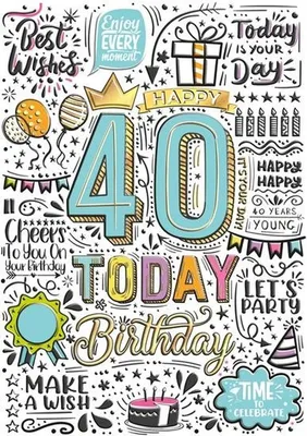 Imagen del producto de Tarjeta de felicitación A5 para el 40º cumpleaños - Diseño "Graffiti" - Henry