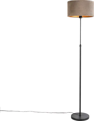Produktbild von Stehlampe Schwarz mit Samtschirm Taupe mit Gold 35 cm Parte