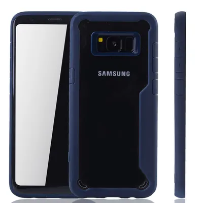 Zdjęcie produktu dla Niebieskie etui premium Samsung Galaxy S8 Plus hybrid edition | Obsługuje bezprzewodowe ładowanie | Wykonane z eleganckiego akrylu z miękką silikonową krawędzią Niebieski