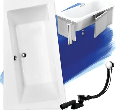 Produktbild von BADLAND Eckbadewanne Rechteck Badewanne Infinity LINKS 170x110 mit Ablaufgarnitur, Füßen und Styroporverkleidung GRATIS