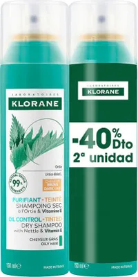 Immagine prodotto di A LA ORTIGA shampoo secco seboregolatore per capelli castani/scuri confezione da 2 x 150 ml