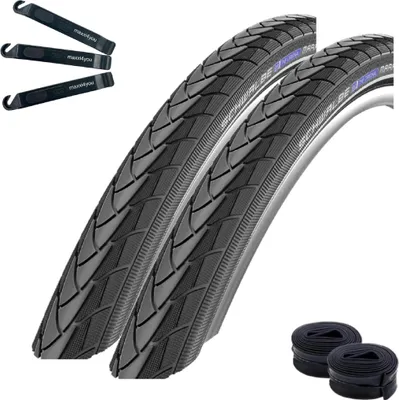 Zdjęcie produktu dla 2 x opony rowerowe Schwalbe Marathon PLUS Performance SmartGuard E-25 czarne 47-507 (24 x 1,75) + 2 x dętki Schwalbe AV9 wraz z łyżkami do opon maxxi4you