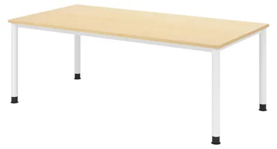Produktbild von bümö Schreibtisch Serie-H - Nachbildung Ahorn, Größe:  200 x 100 cm, Gestell: Weiß