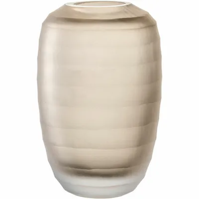 Produktbild von LEONARDO Bellagio Dekovase - Farbige Vase aus hochwertigem Glas mit Relief außen - Handarbeit - Höhe 16 cm, Durchmesser 10 cm - Beige, 036447