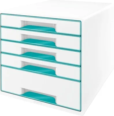 Produktbild von LEITZ Schubladenbox WOW CUBE 5 Schübe perlweiß/eisblau