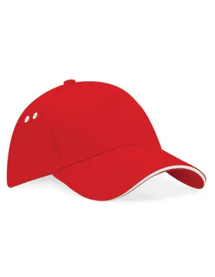 Produktbild von Beechfield B15C | Ultimate 5 Panel Cap - Sandwich Peak / Kappe / Mütze / Hut - Farbe: Classic Red/White - Größe: One Size