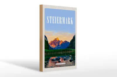 Produktbild von Holzschild Reise 20x30cm Steiermark Österreich Urlaub See