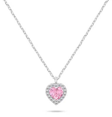 Immagine prodotto di Collana con ciondolo a forma di cuore in argento con zircone rosa NCL158WP