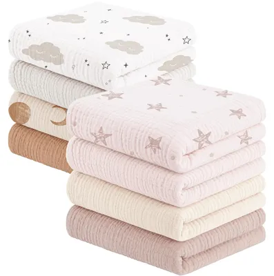 Productafbeelding van Spuugdoekjes voor baby's, 60 x 60 cm, 8 stuks, 100% katoen, absorberend, voor verzorging