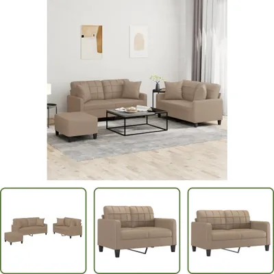 Produktbild von The Living Store 3-tlg. Sofagarnitur mit Kissen Cappuccino-Braun Kunstleder
