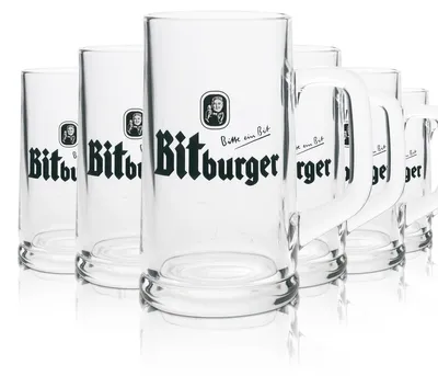 Produktbild von 6x Bitburger Bier Glas Krug 0,4l Rastal