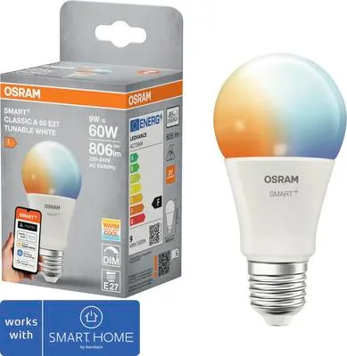 Produktbild von Osram Smart+ LED Lampe dimmbar A60 E27/9W(60W) weiß 806 lm 2700 4000 6500 K einstellbares weiß Matter