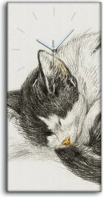 Produktbild von Leinwand Wanduhr Wandkunst Uhr Geräuschlos 30x60 Zeichnung Tier Katze Kunst - weiße Hände