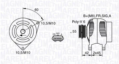 Produktbild von MAGNETI MARELLI 063377416010 Lichtmaschine Generator LiMa 150A 12V für FORD Fiesta Mk5 Schrägheck (JH1, JD1, JH3, JD3) Focus II Schrägheck FUSION