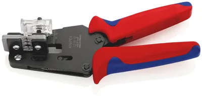 Produktbild von KNIPEX 12 12 12 Präzisions-Abisolierzange mit Formmessern mit Mehrkomponenten-Hüllen brüniert 195 mm