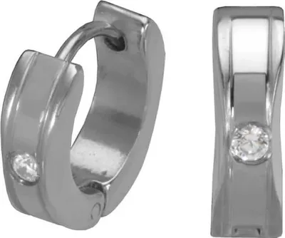 Produktbild von Edelstahl Scharniercreolen Ohrringe 13mm mit Kristallstein