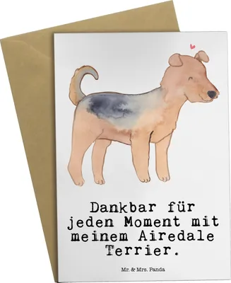 Produktbild von Mr. & Mrs. Panda Grußkarte Airedale Terrier Moment - Weiß - Geschenk, glückwunschkarten, osterkarten, weihnachtskarten, einladungskarten, Grußkarten