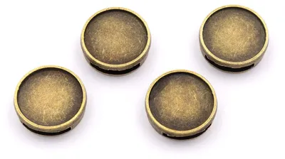 Produktbild von Vintageparts Schiebeperle antik Bronze Fassung 14-mm-Cabochon 15,6 mm, 4 Stück