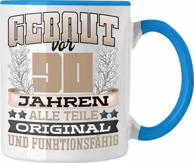 Produktbild von Trendation - 90. Geburtstag Tasse Geschenk Frauen Männer Spruch Gebaut Vor 90 Jahren (Blau)