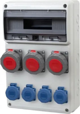 Produktbild von IP65 Stromverteiler 16M Wandverteiler verdrahtet Steckdosen Modulen Anzahl -16 CEE 3x16A 4x230V