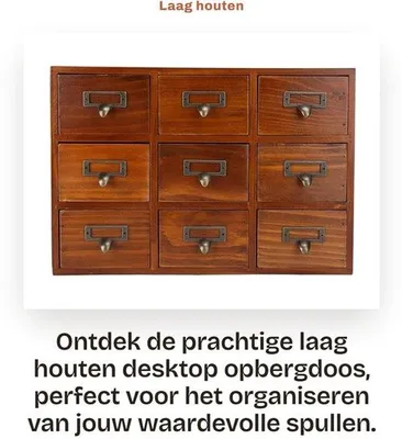 Produktbild von Antike Holzschublade mit Ladetaste - Desktop-Schmuckkiste aus nachhaltigem Holz