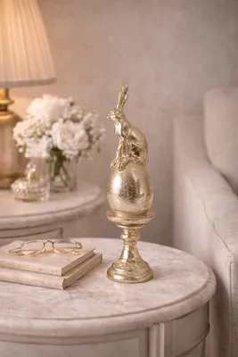 Produktbild von Clayre & Eef Dekorationsfigur Kaninchen Ø 6x26 cm Goldfarbig Kunststoff