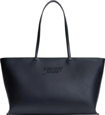 Obrázok produktu pre Tommy Hilfiger Essential Textured Logo Tote Bag, Plátená taška, Zips, Dospelý, OS, Čierna, Polyuretán (PU)
