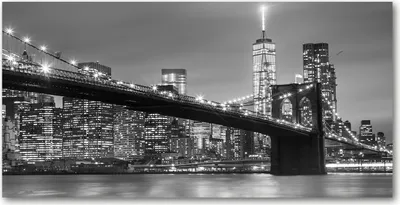 Produktbild von Tulup® Leinwandbild - 140x70 cm - Wandkunst - Drucke auf Leinwand - Leinwanddruck  - Landschaften - Schwarzweiß - New York bei Nacht