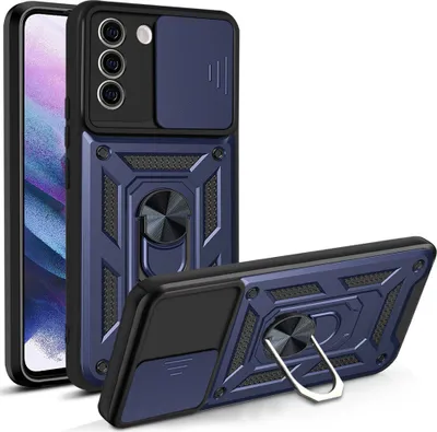 Produktbild von Galaxy S21 5G Hülle mit 360° Drehbarer Magnetische Ring Ständer Halter Dia Kameraschutz TPU Bumper Silikon Schutzhülle für Samsung Galaxy S21 5G Blau