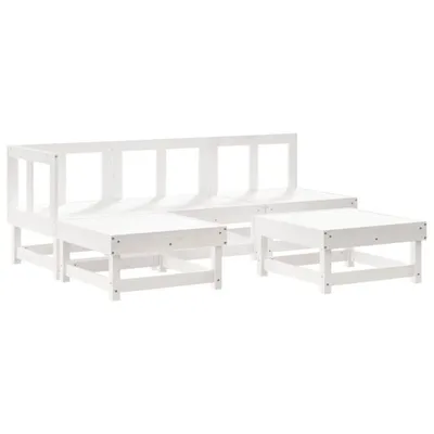 Produktbild von 5-tlg. Garten-Lounge-Set Weiß Massivholz Kiefer