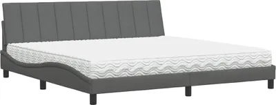 Produktbild von Bett mit Matratze "Hanko" Dunkelgrau 200x200 cm Stoff