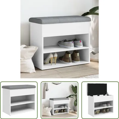 Immagine prodotto di The Living Store Panca per scarpe Bianco 62x32x50 cm Materiale in legno