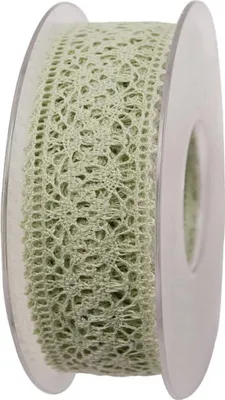 Produktbild von Schleifenband (1m=0,93EUR) Dekoband SPITZE 38mm, lindgrün,15m Rolle