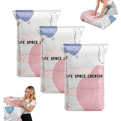 Vakuumbeutel ohne Pumpe, 3 Stück, 80x100x32 cm, wiederverwendbar