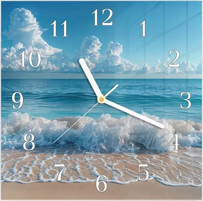 Produktbild von Wanduhr aus Glas mit Motiv Meereswellen- 30 x 30 cm - inkl. Aufhängesystem