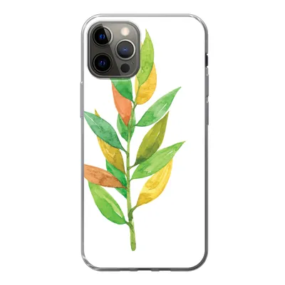 Produktbild von MuchoWow® Handyhülle Schutzhülle Hülle für iPhone 12 Pro Aquarelle - Blätter - Pflanzen Silikon Softcase Handy Hülle - Abdeckung