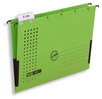 Produktbild von ELBA Hängetasche chic für A4, aus Karton, mit Leinenfröschen, grün, 5er Pack