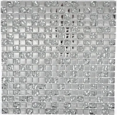 Produktbild von Mosani MOS92-0218, Mosaik, Glas, Silber, Drinnen, Rechteck, 300 mm