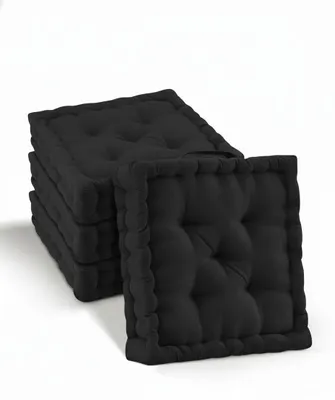 Produktbild von Beautissu 4er Set Bodenkissen Sitzkissen Mila, 50x50cm, Schwarz
