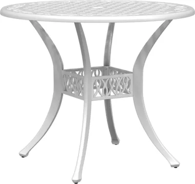 Image de vidaXL Table de jardin blanche Ø90x75 cm en fonte d'aluminium