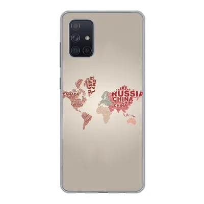 Produktbild von MuchoWow® Handyhülle Schutzhülle Hülle für Samsung Galaxy A51 Weltkarte - Karte - Briefe Silikon Softcase Handy Hülle - Schutzabdeckung