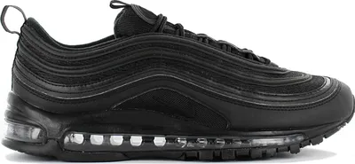 A black Nike Air Max 97 shoe is shown from the side against a white background.