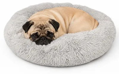 Immagine prodotto di Relaxdays, cuccia per cani morbida e rotonda, ideale anche per gatti, diametro 60 cm, cuscino per cani di piccola taglia, cuccia per animali domestici lavabile, colore grigio