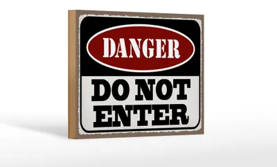 Produktbild von Holzschild Spruch 18x12 cm Warning do not enter Betreten Verbot