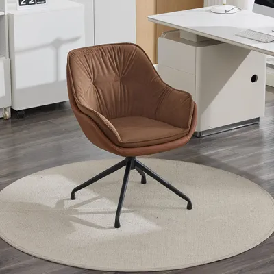 Produktbild von Kunstleder-Bürostuhl, höhenverstellbar, mit Armlehnen, Schminkstuhl, 68 x 66 x 80 cm, Braun