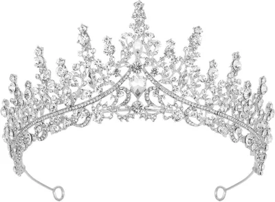Produktbild von Silberne Krone, Tiara aus klarem Diamantkristall, elegantes Prinzessinnen-Tiara-Kronen-Stirnband für Frauen, Braut, Hochzeit, Geburtstag, Abschlussball, Weihnachtsfeier, Muttertagsgeschenk
